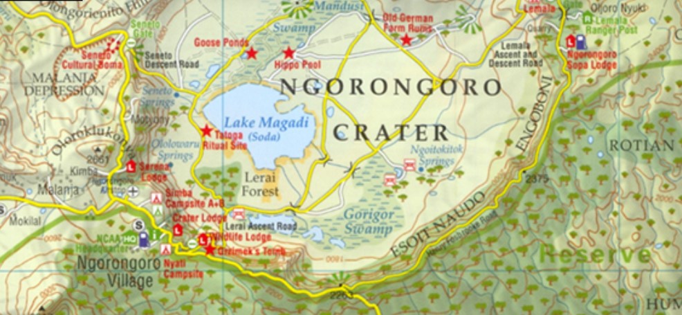 Safari Map of Ngorongoro Crater